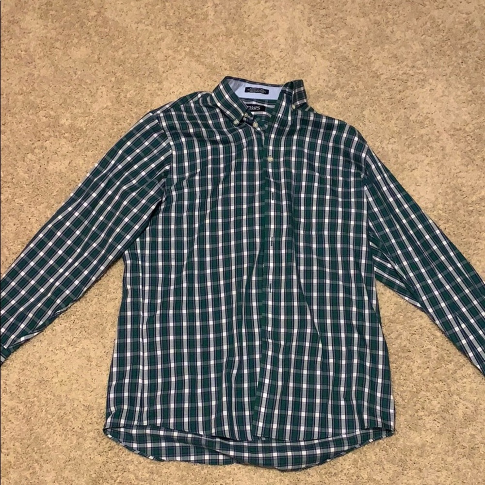 60% cotton plaid dress shirt